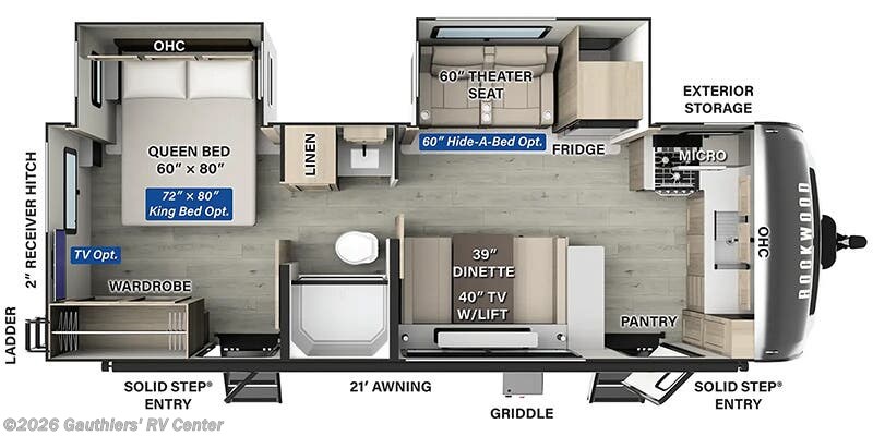 Floorplan of 2026 Forest River Rockwood Ultra Lite 2619FK