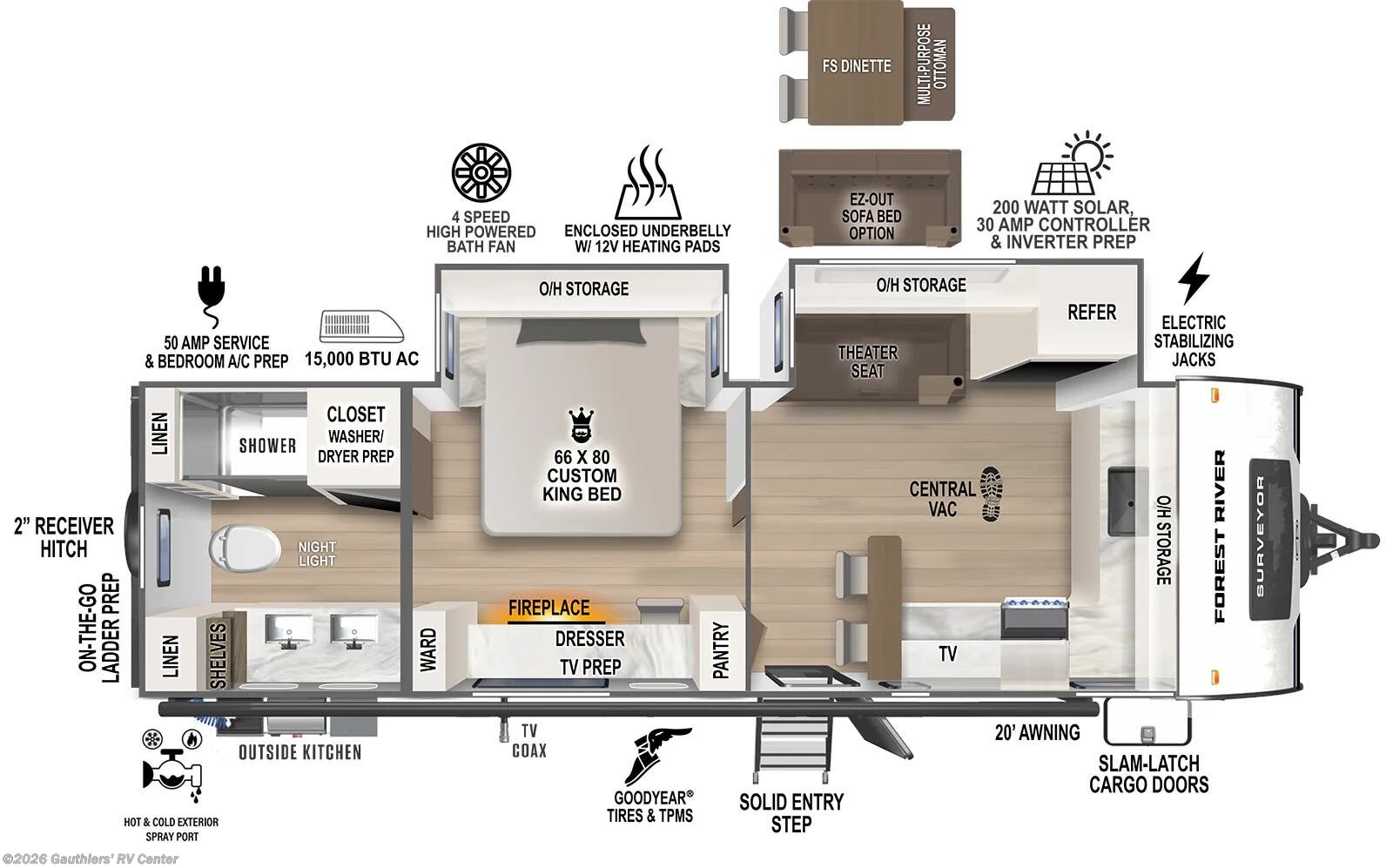 Floorplan of 2026 Forest River Grand Surveyor 268FKBS