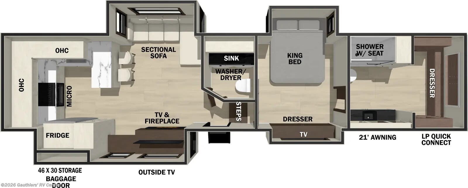 Floorplan of 2026 Forest River Cedar Creek 385RK