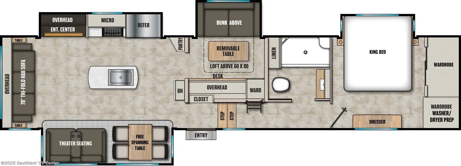 Floorplan of 2026 Coachmen Brookstone 398MBL