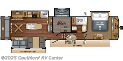 2018 Jayco Eagle 355MBQS - Used Fifth Wheel For Sale by Gauthiers' RV Center in Scott, Louisiana features Black Tank Flush, Ladder, Second Roof A/C, Fireplace, Refrigerator