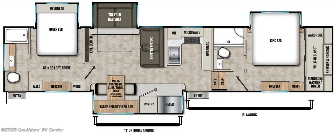 Floorplan of 2026 Coachmen Brookstone 395DBL