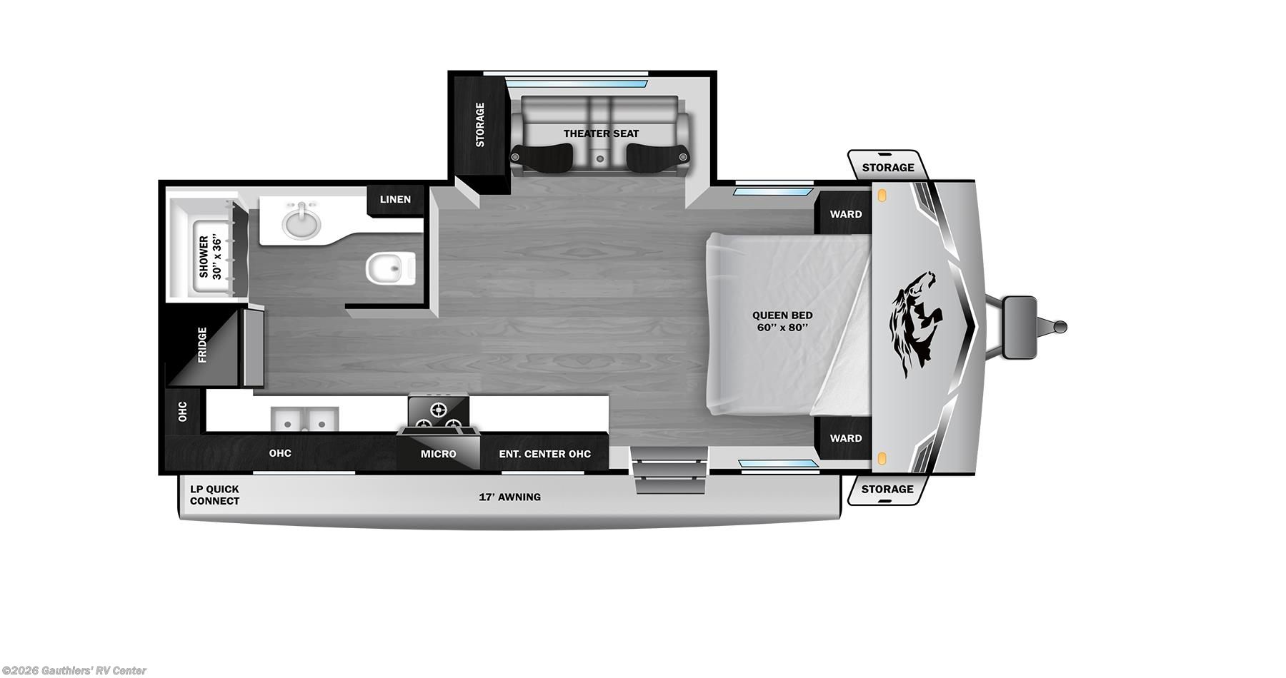 Floorplan of 2026 Highland Ridge Open Range Colt 21RBS
