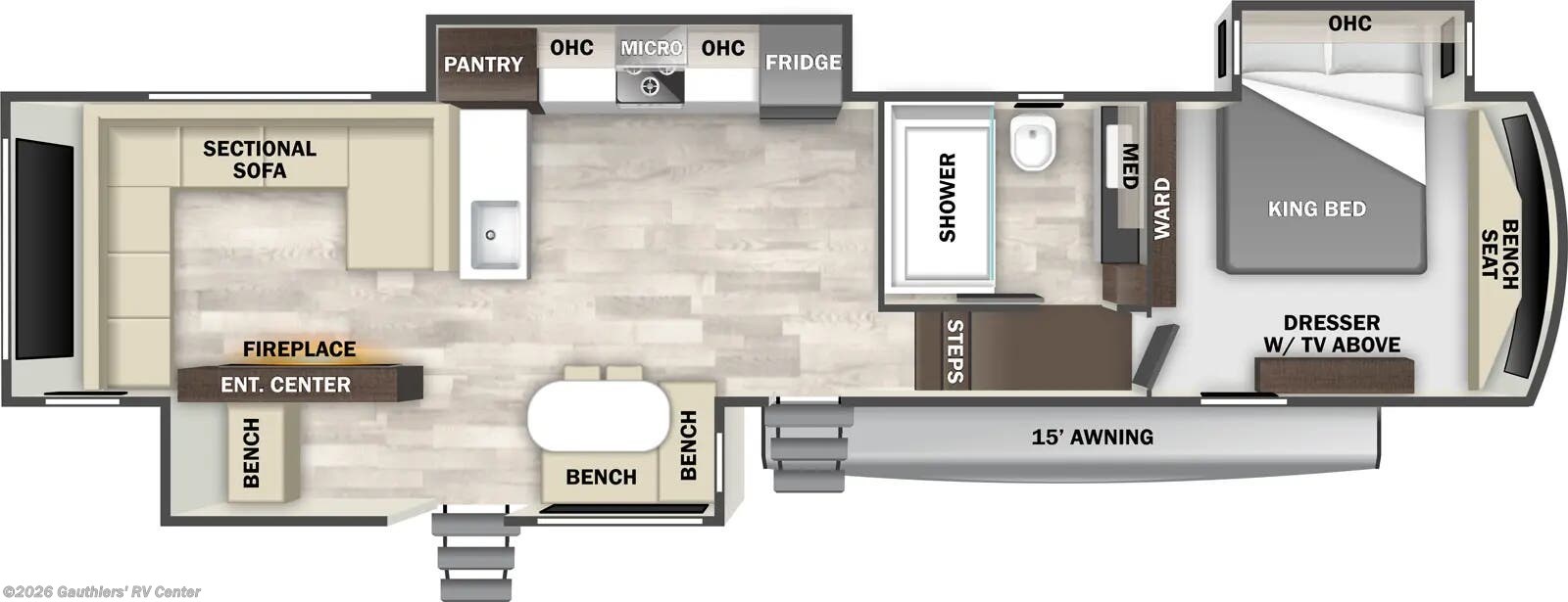 Floorplan of 2026 Forest River Cedar Creek Cottage 412FWC