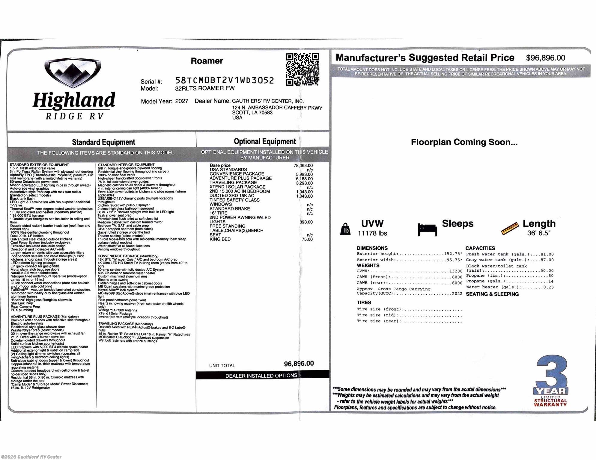 2027 Open Range Roamer 32RLTS by Highland Ridge from Gauthiers' RV Center in Scott, Louisiana