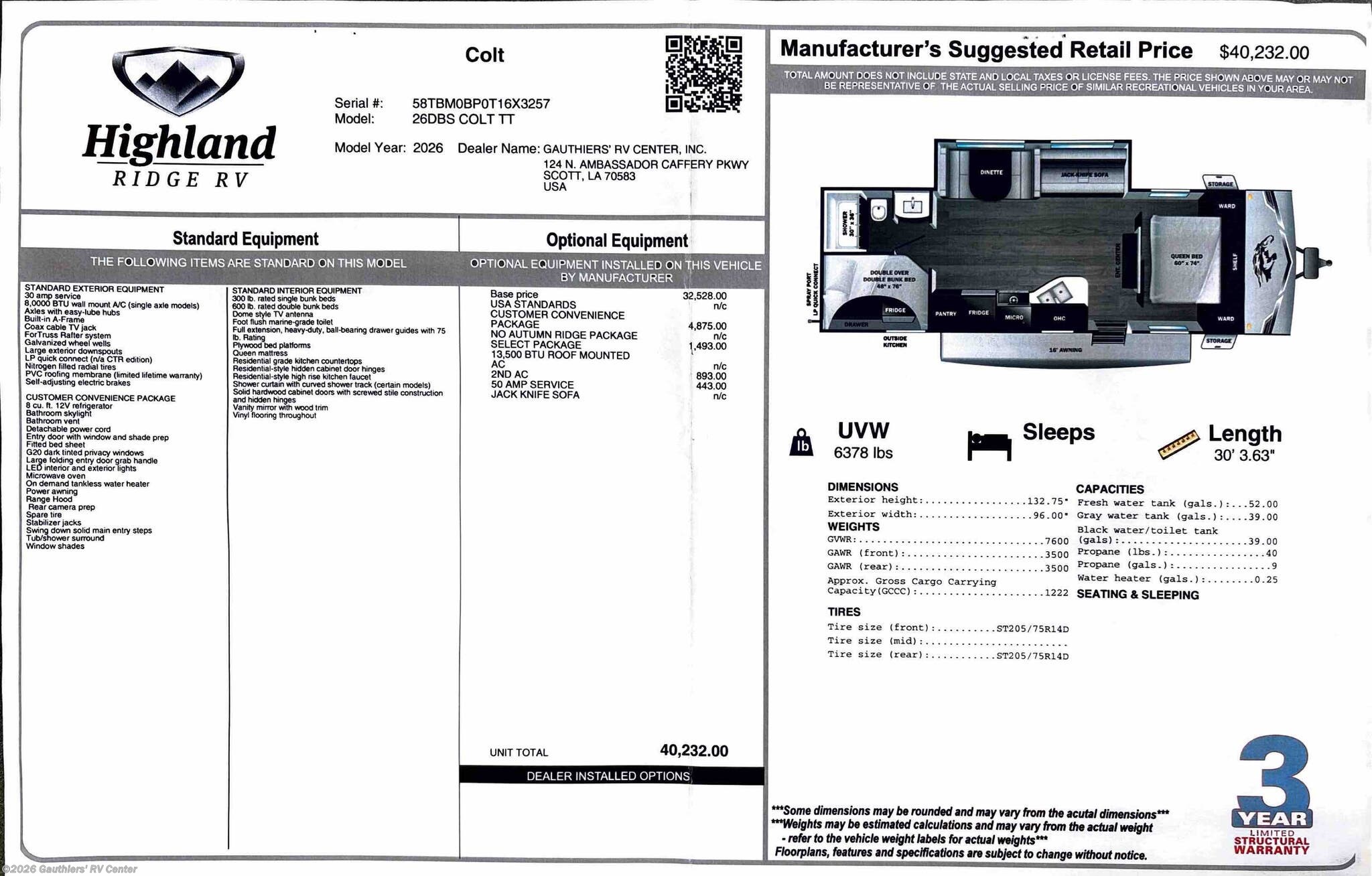 2026 Open Range Colt 26DBS by Highland Ridge from Gauthiers' RV Center in Scott, Louisiana
