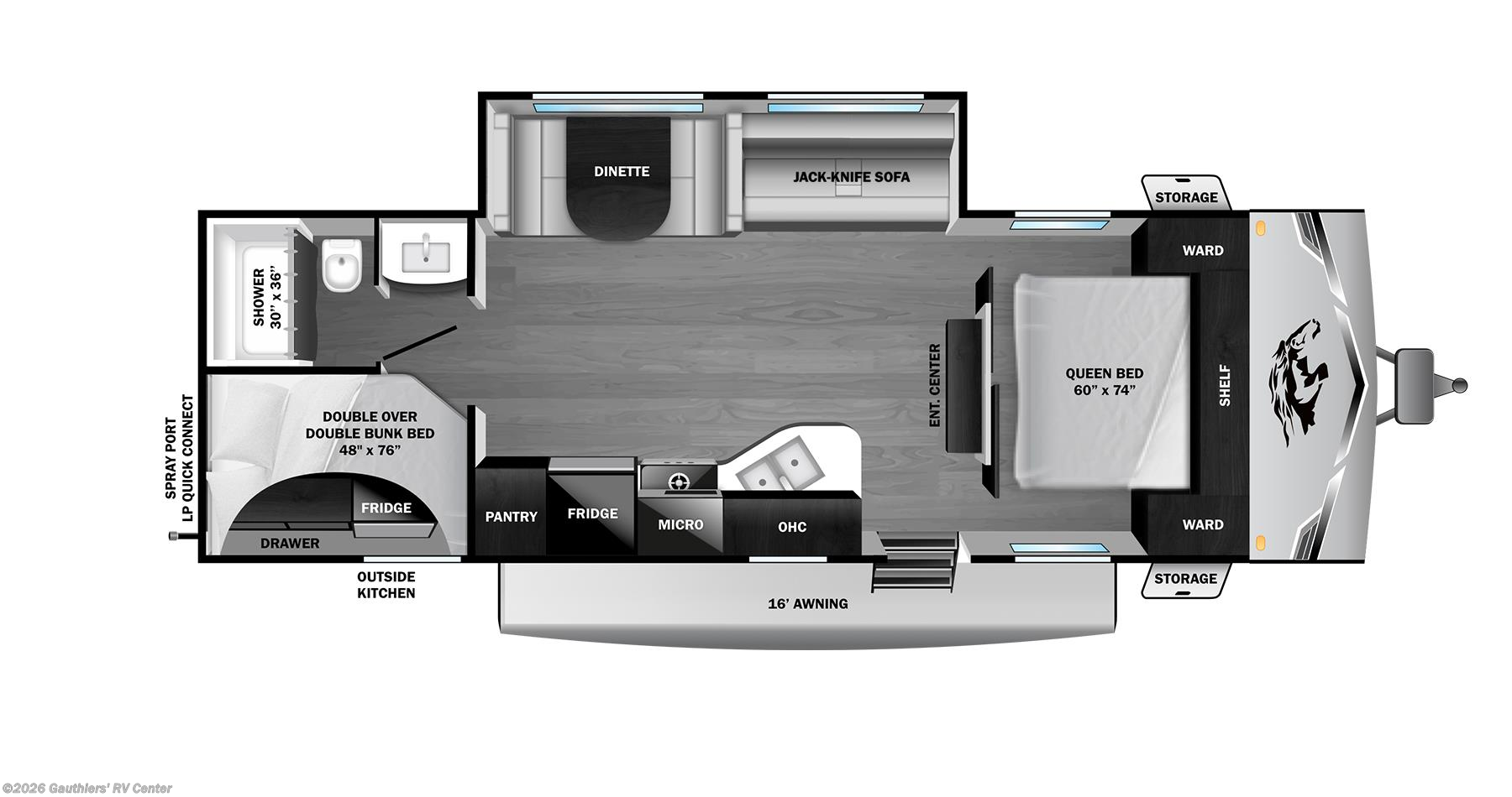 Floorplan of 2026 Highland Ridge Colt 26DBS