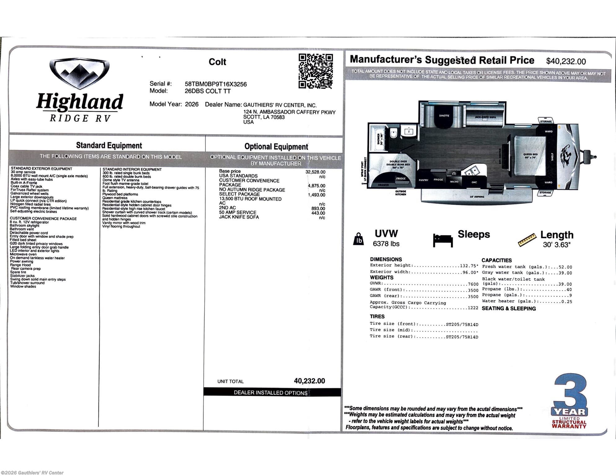 2026 Open Range Colt 26DBS by Highland Ridge from Gauthiers' RV Center in Scott, Louisiana