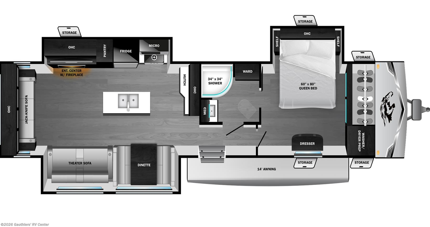 Floorplan of 2026 Highland Ridge Colt 33RLT