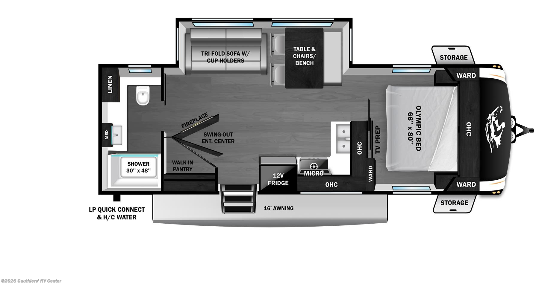 Floorplan of 2026 Highland Ridge Open Range Roamer Light Duty 27RBOS