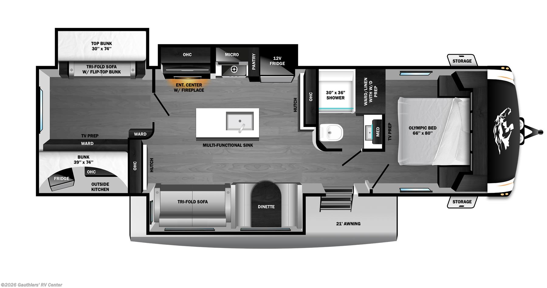 Floorplan of 2026 Highland Ridge Open Range Roamer Light Duty 31TBTS