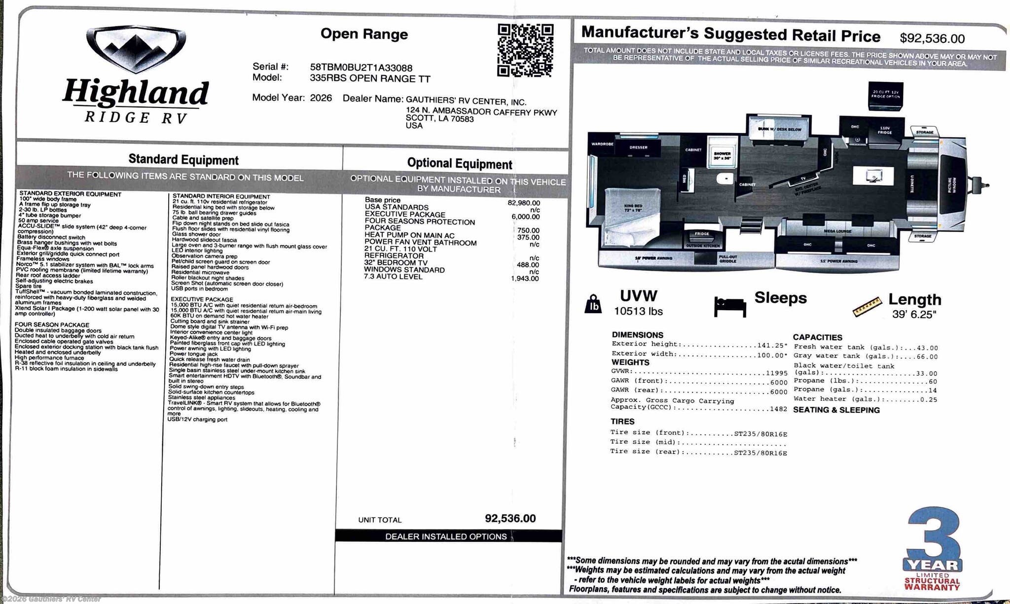 2026 Open Range 335RBS by Highland Ridge from Gauthiers' RV Center in Scott, Louisiana