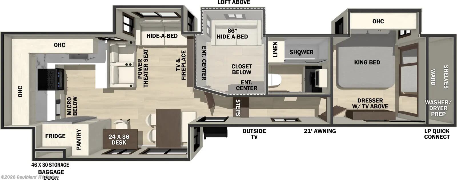 Floorplan of 2026 Forest River Cedar Creek 39RKB