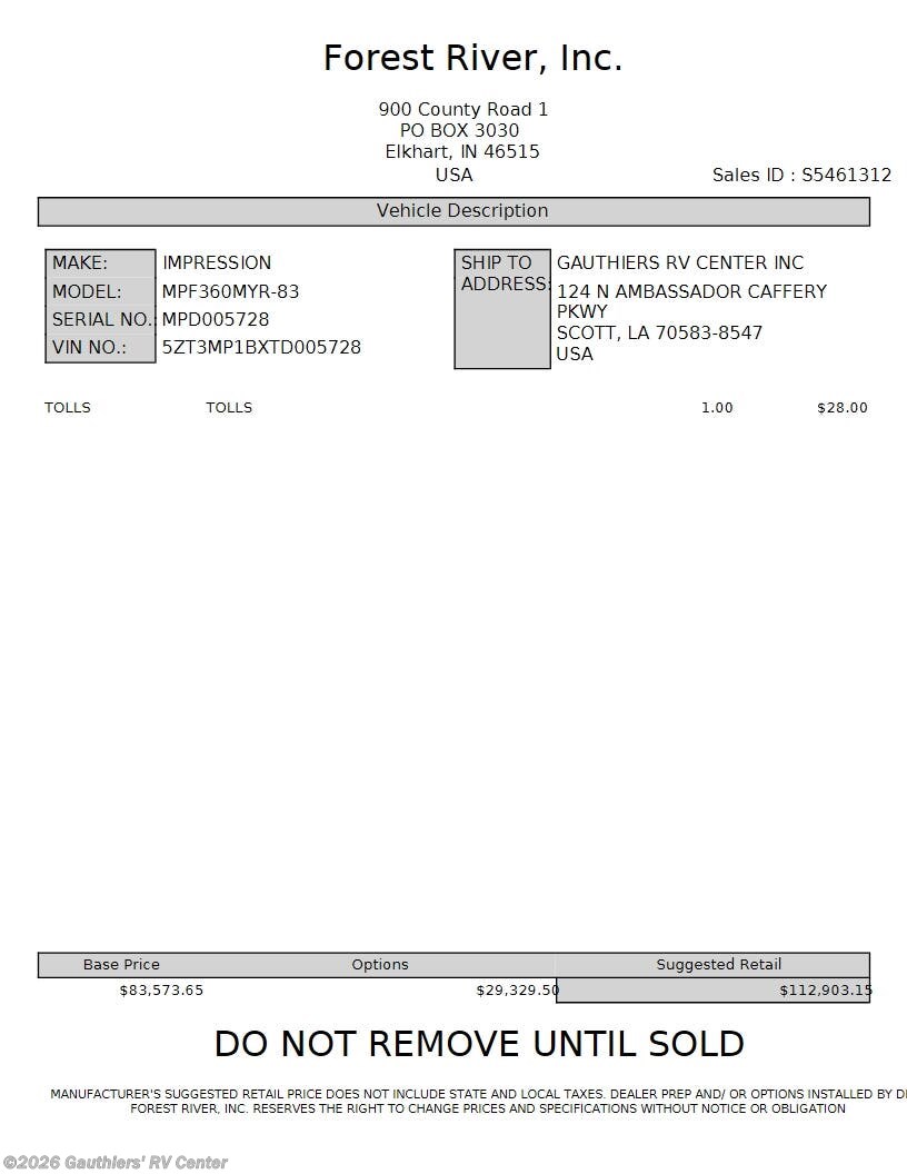 New 2026 Forest River Impression 360MYR available in Scott, Louisiana