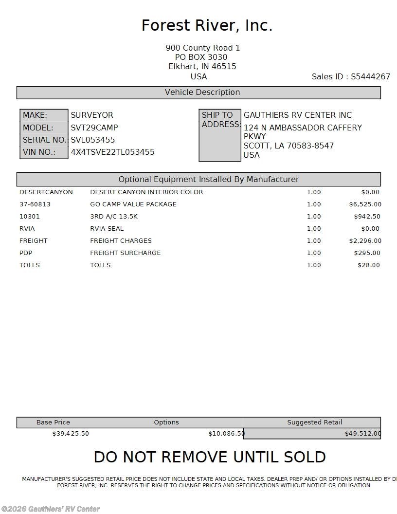 2026 Surveyor Camp 29CAMP by Forest River from Gauthiers' RV Center in Scott, Louisiana