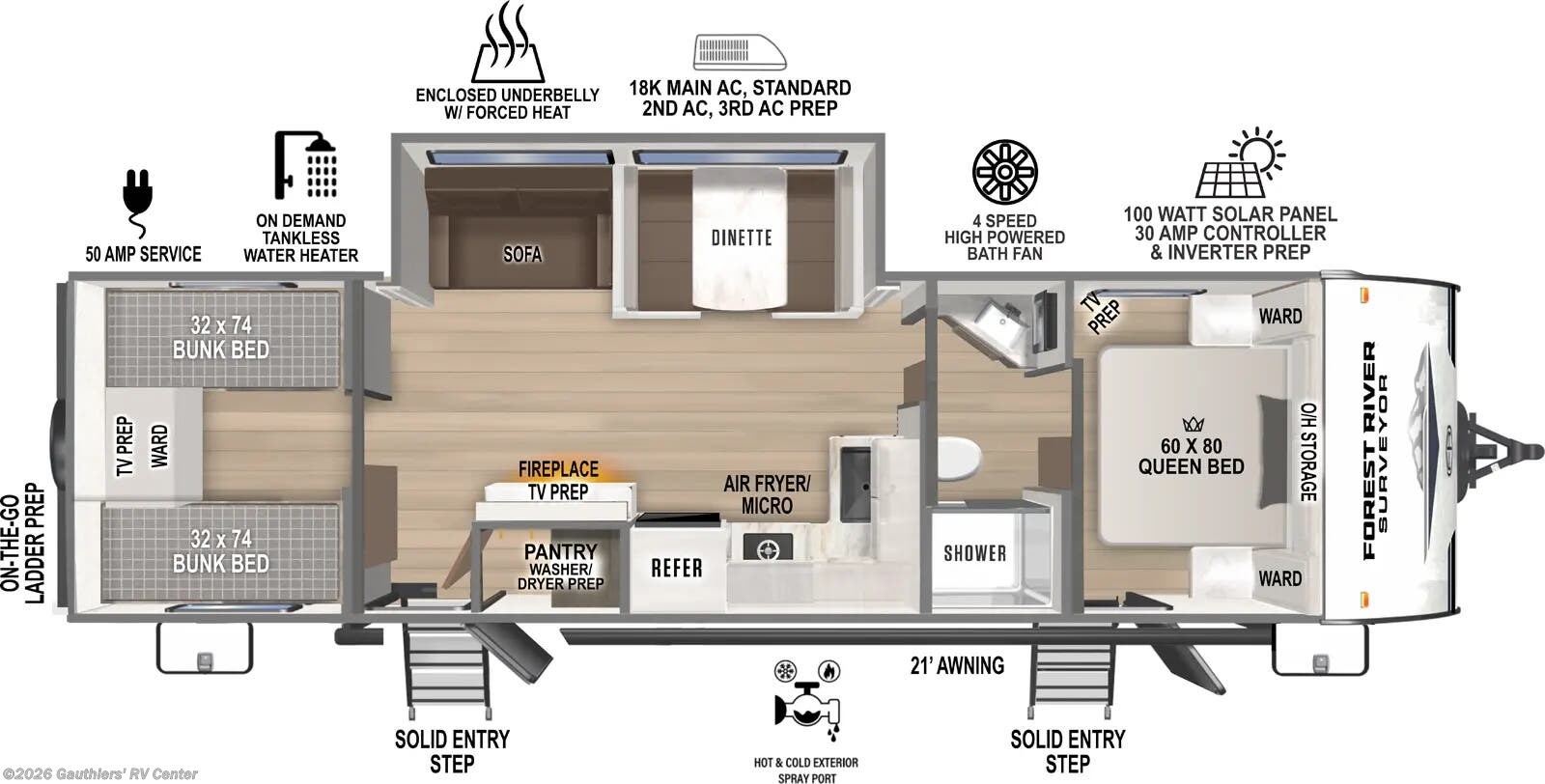 Floorplan of 2026 Forest River Surveyor Camp 29CAMP