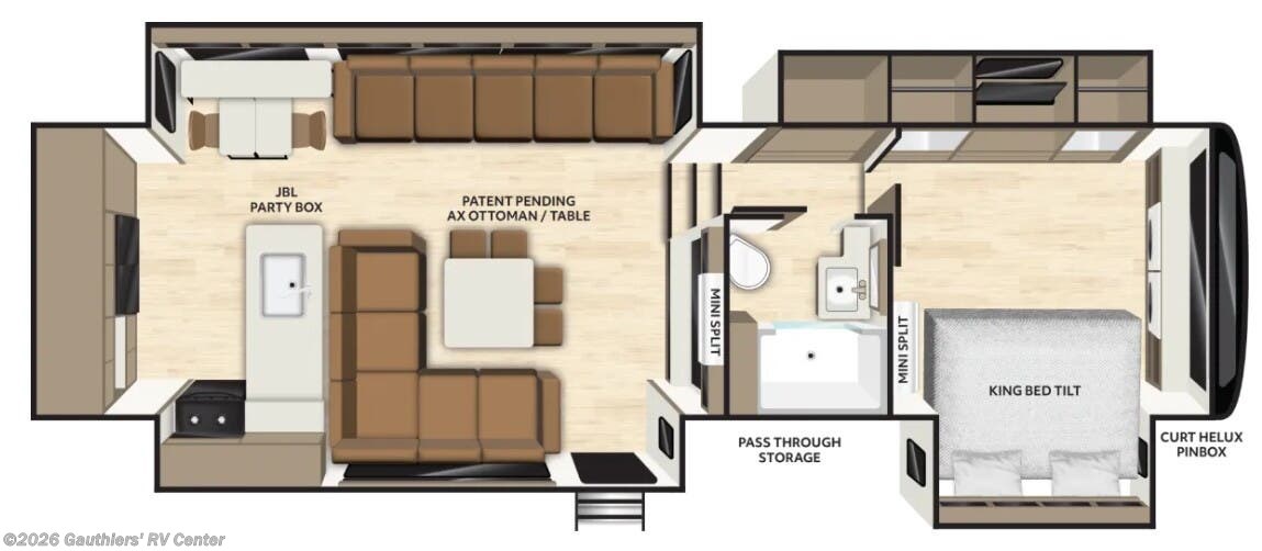 2027 Axiom Imperium I2900 - New Fifth Wheel For Sale by Gauthiers' RV Center in Scott, Louisiana features Refrigerator, Kitchen Sink, TV, Water Heater, Solar Panel