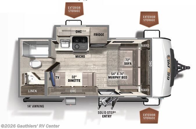 Floorplan of 2022 Forest River Rockwood Geo Pro 19FDS