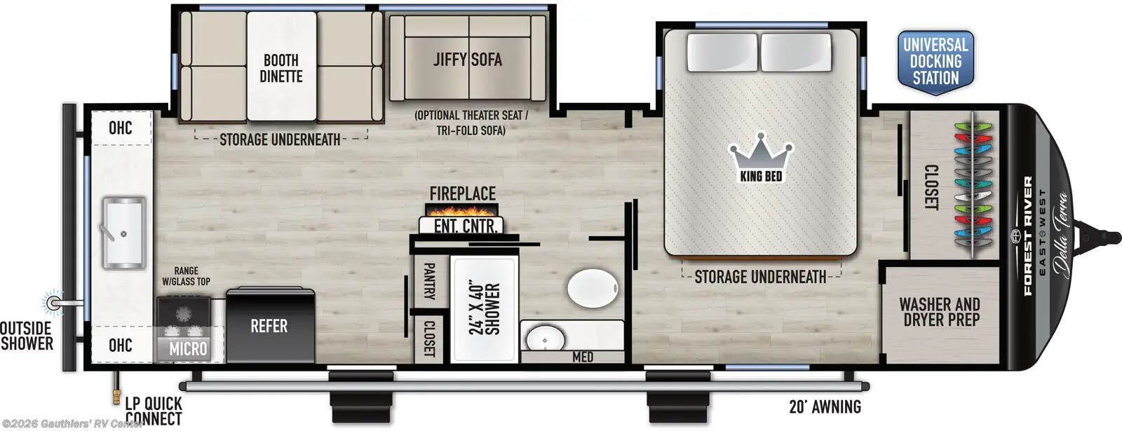 Floorplan of 2027 East to West Della Terra 263RK
