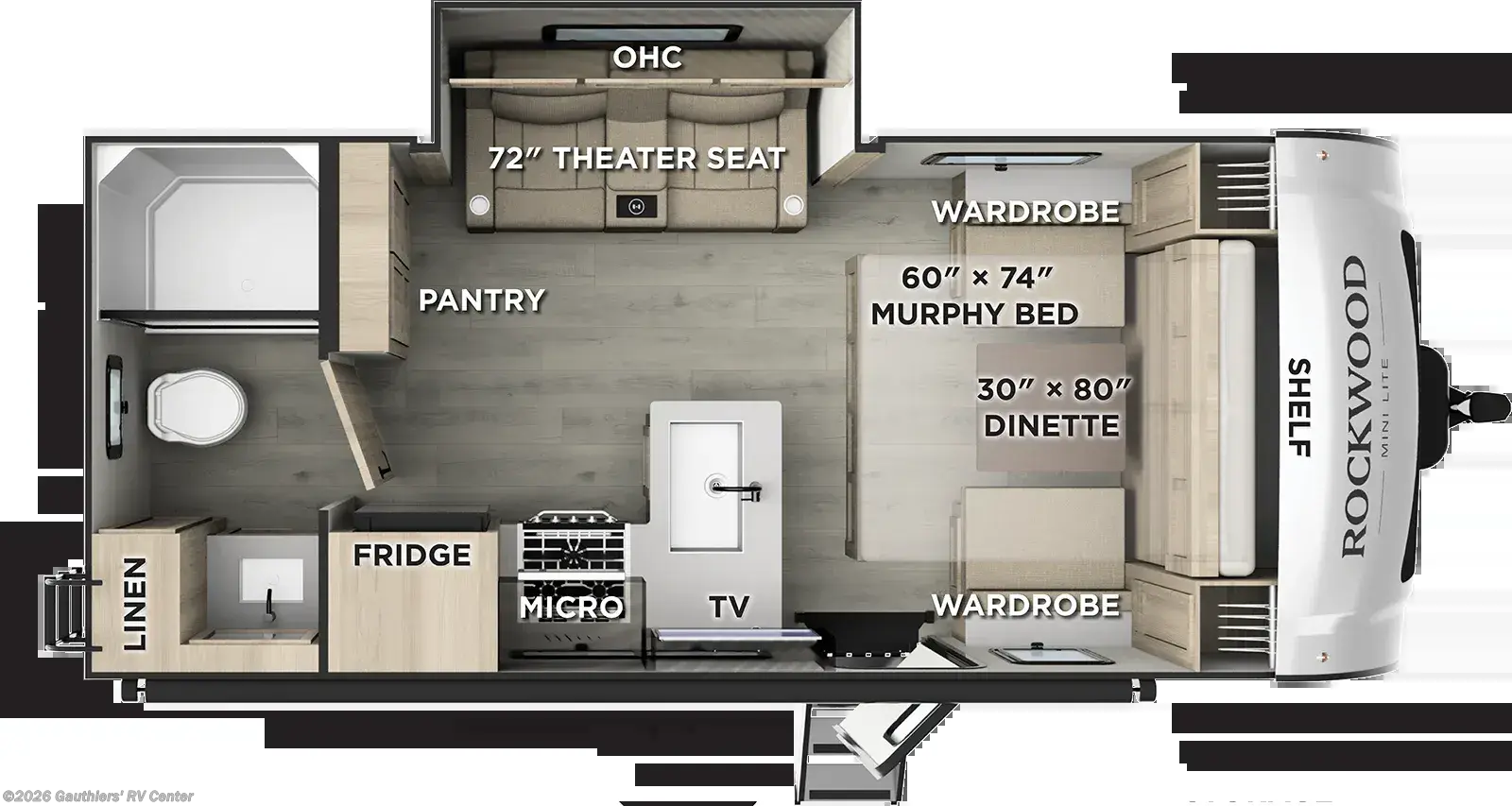 2026 Forest River Rockwood Mini Lite 2109S - New Travel Trailer For Sale by Gauthiers' RV Center in Scott, Louisiana features Shower, Enclosed Underbelly, Power Awning, Solar Panel, Slam Latch Baggage Doors