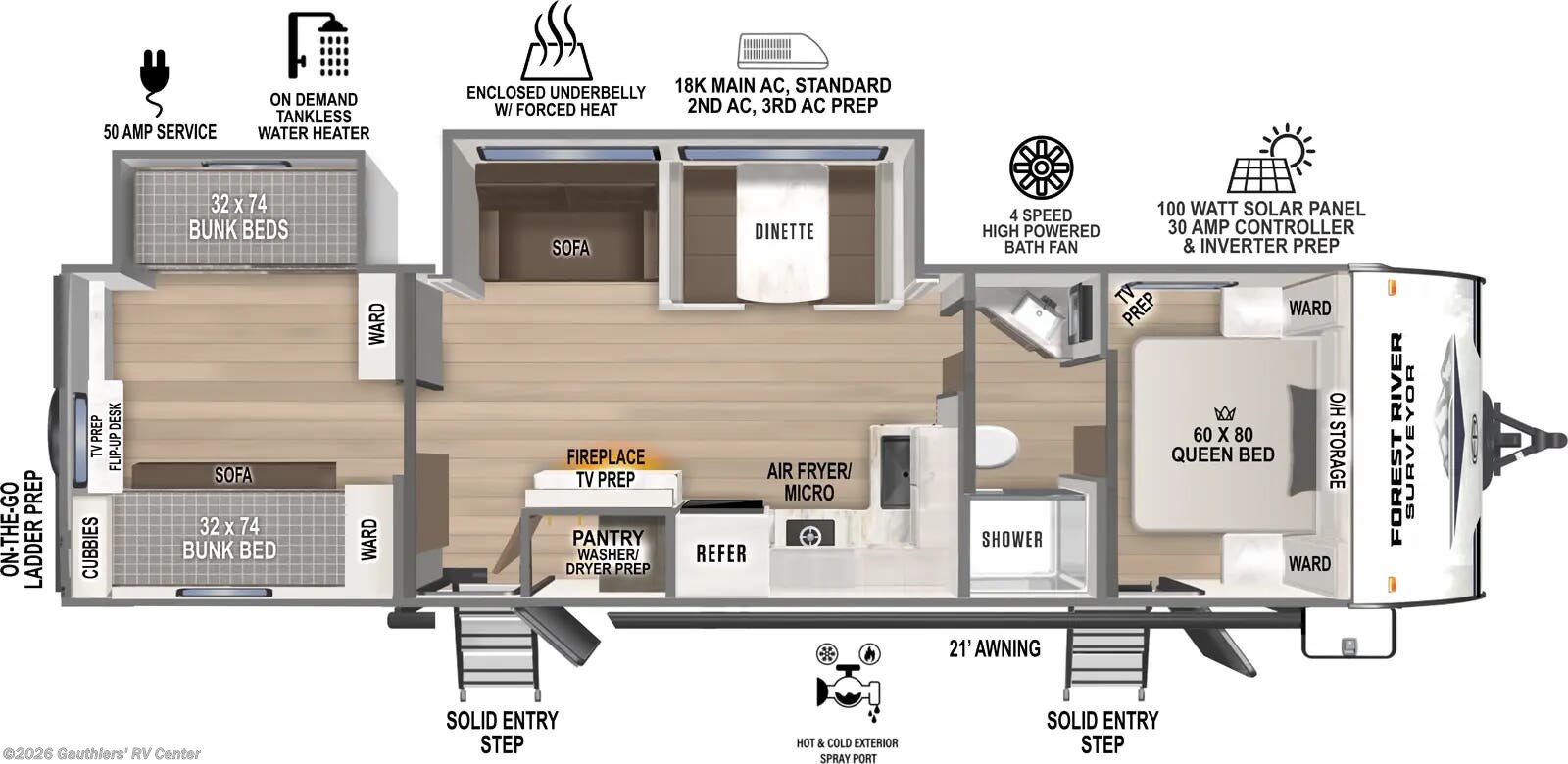 Floorplan of 2027 Forest River Surveyor Legend X 32CAMP