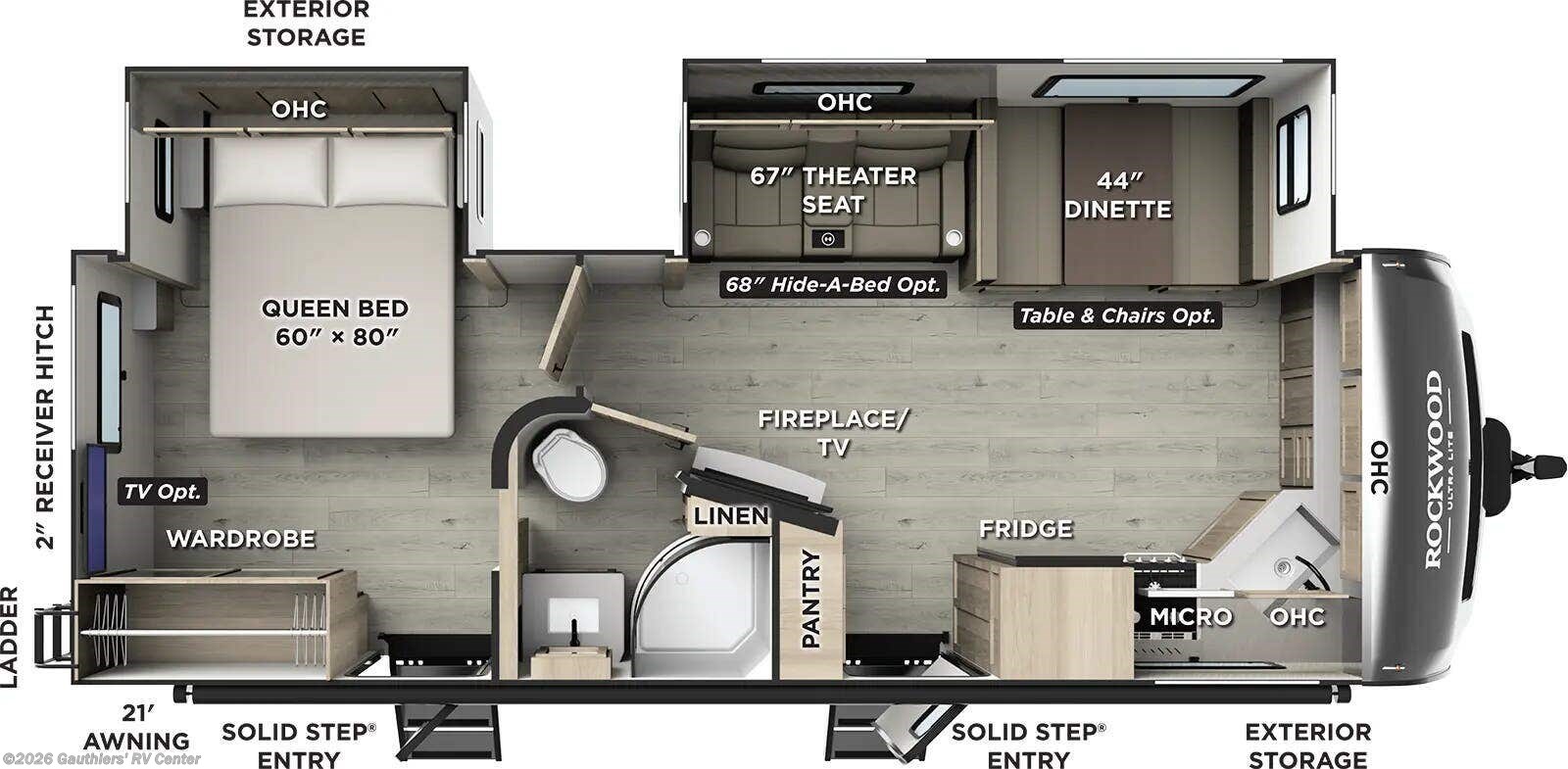 Floorplan of 2027 Forest River Rockwood Ultra Lite 2608BS