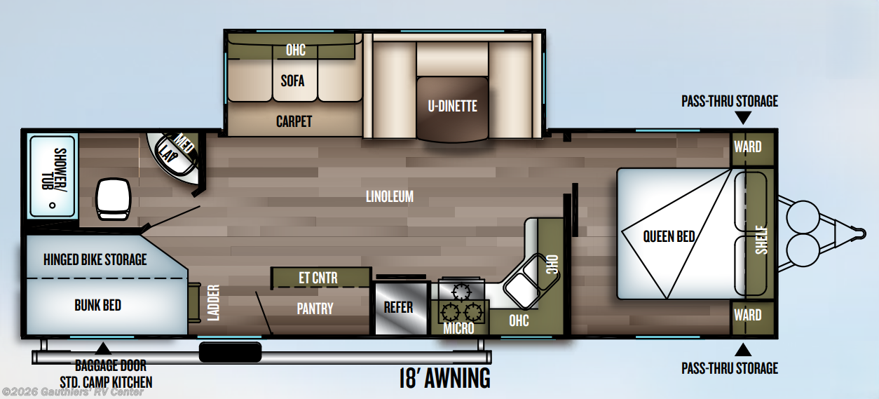 Floorplan of 2018 Forest River Wildwood 27DBK