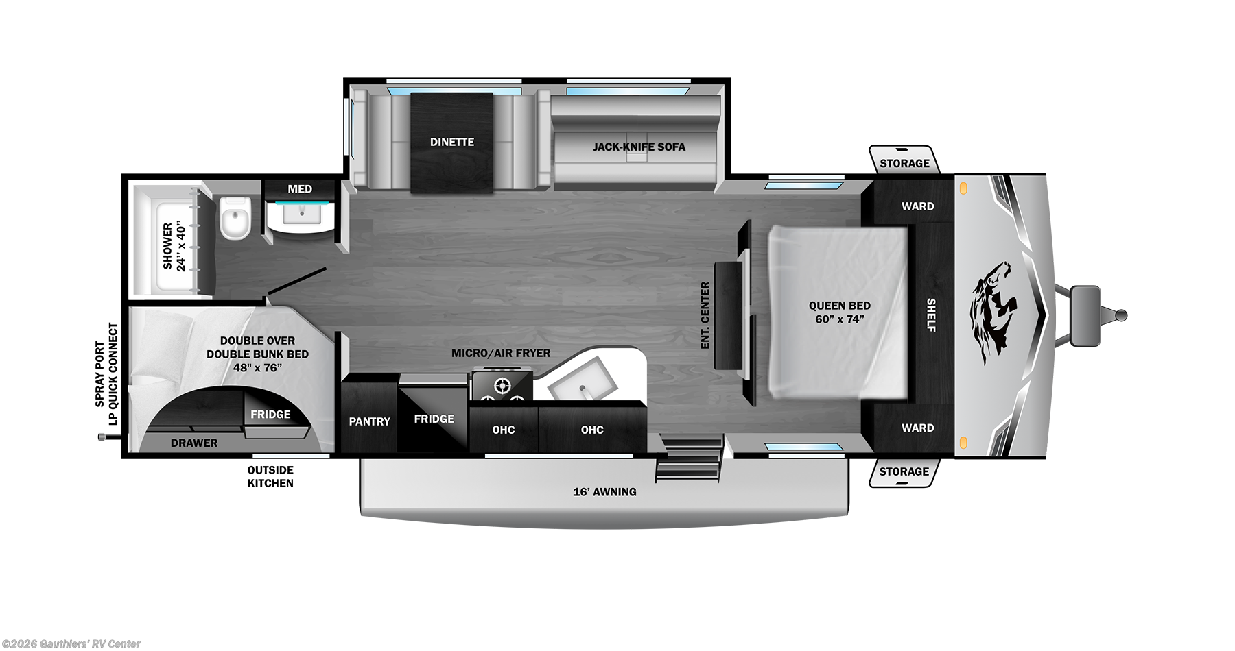 Floorplan of 2027 Highland Ridge Open Range Colt 26DBS