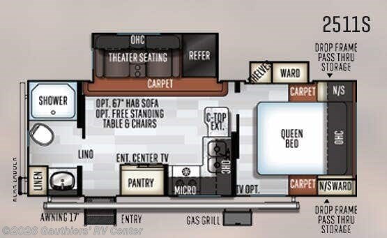 Floorplan of 2019 Forest River Rockwood Mini Lite 2511S