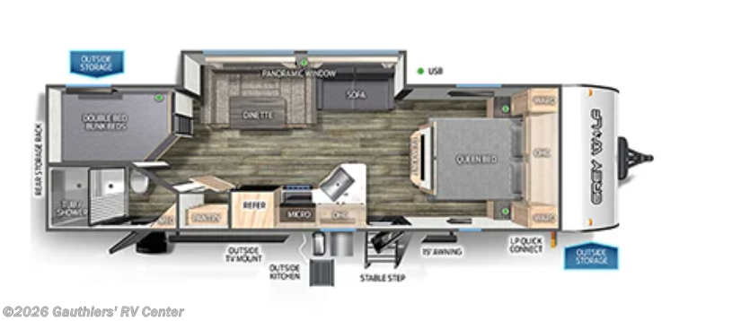 Floorplan of 2023 Forest River Cherokee Grey Wolf 26DBH