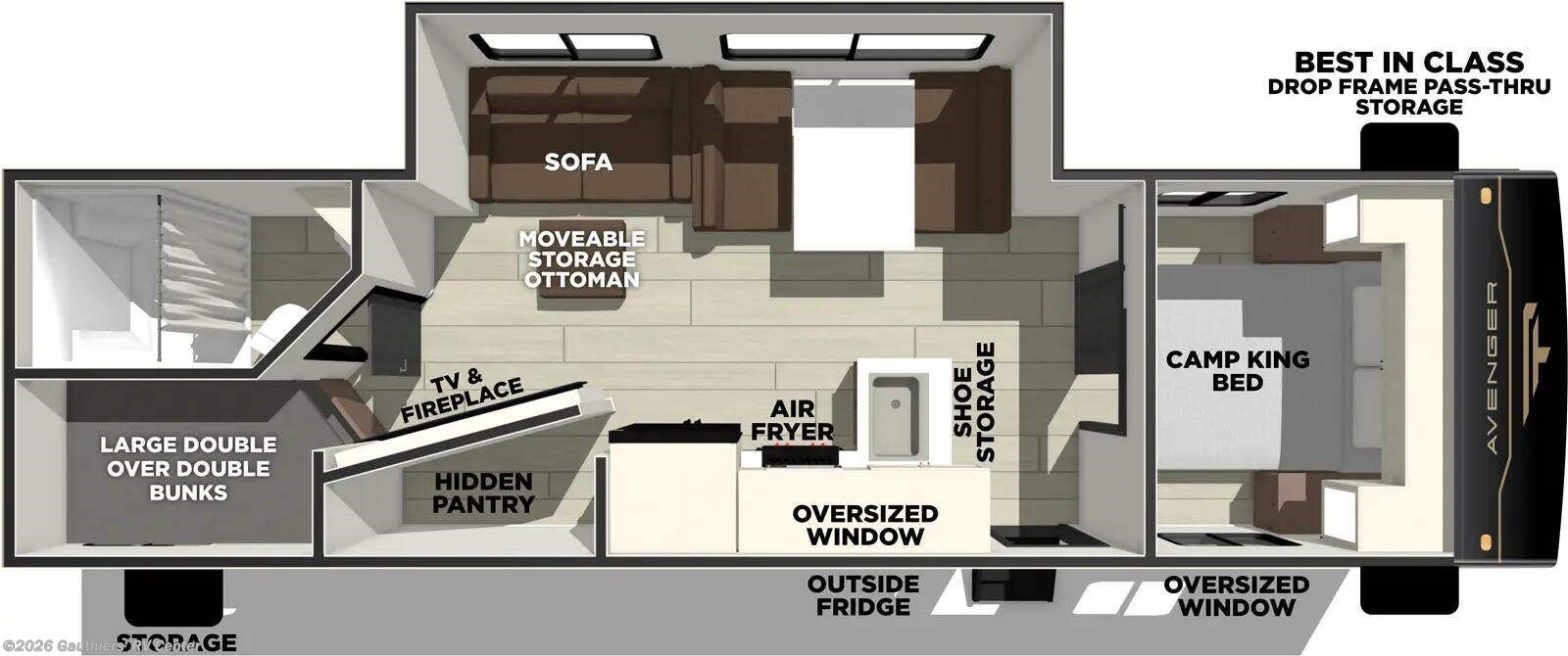 Floorplan of 2027 Prime Time Avenger 26DBS
