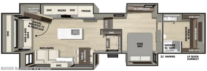 Floorplan of 2027 Forest River Cedar Creek 383FB