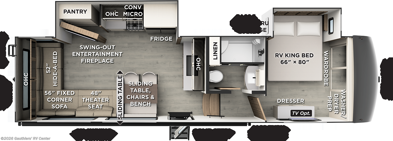 2027 Forest River Rockwood Signature 332SRL - New Fifth Wheel For Sale by Gauthiers' RV Center in Scott, Louisiana features Black Tank Flush, Fiberglass Sidewalls, Sofa Bed, Automatic Leveling Jacks, TV