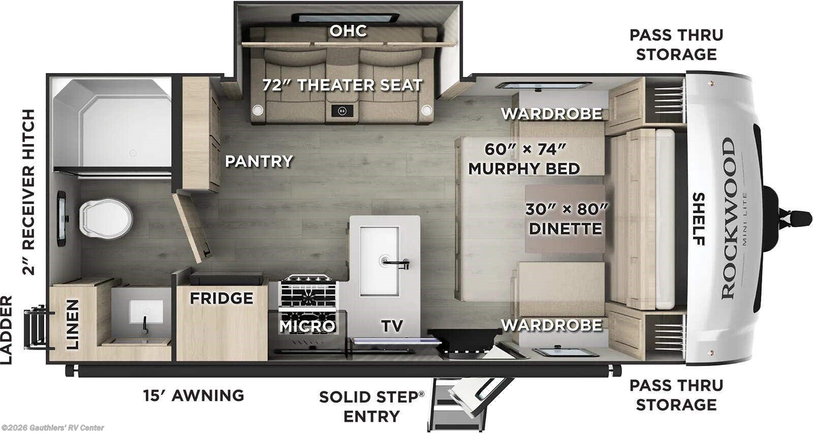 Floorplan of 2026 Forest River Rockwood Mini Lite 2108RB