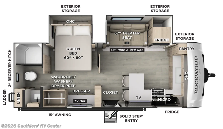 Floorplan of 2027 Forest River Rockwood Mini Lite 2523MBR