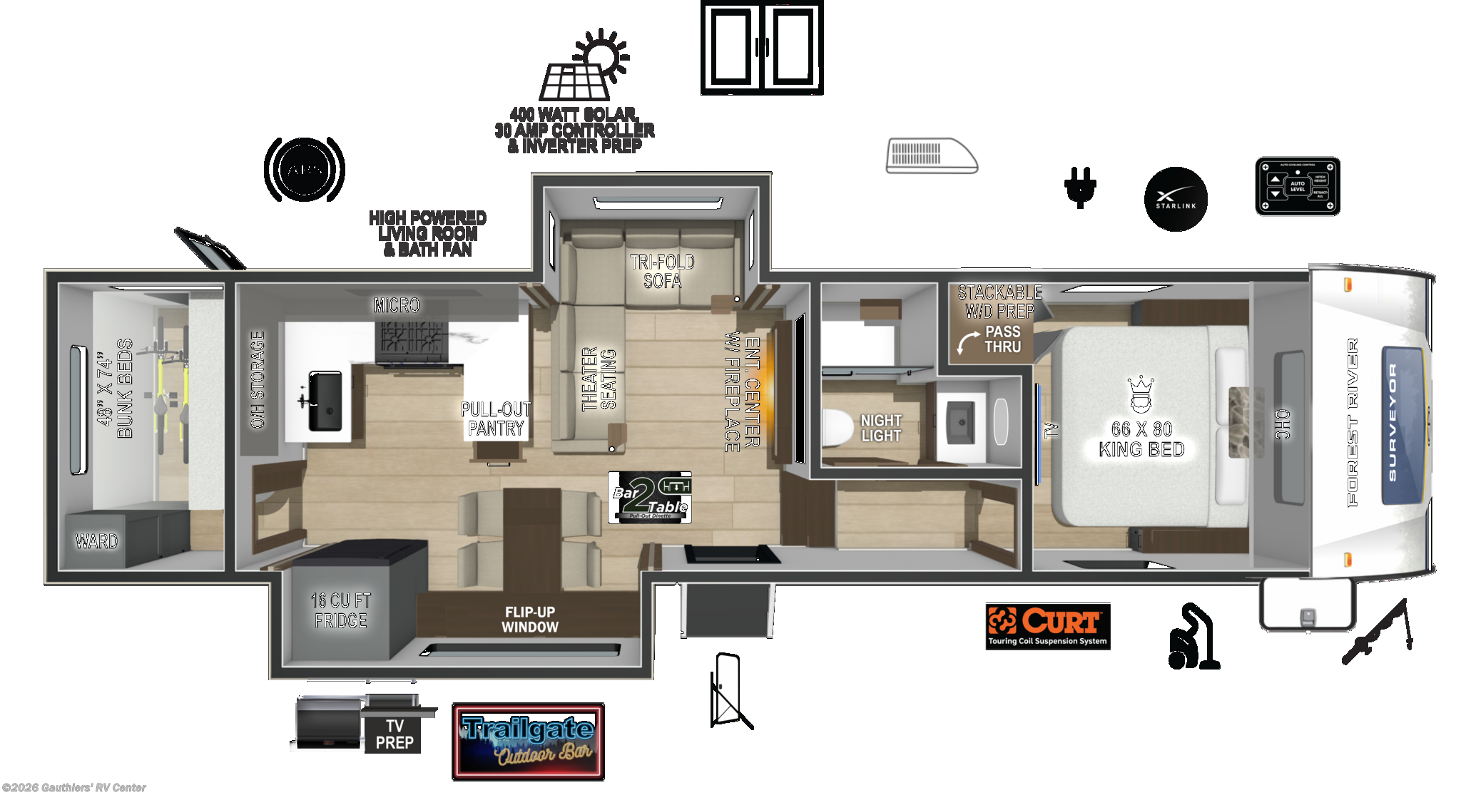 2027 Forest River Surveyor 30BH - New Fifth Wheel For Sale by Gauthiers' RV Center in Scott, Louisiana