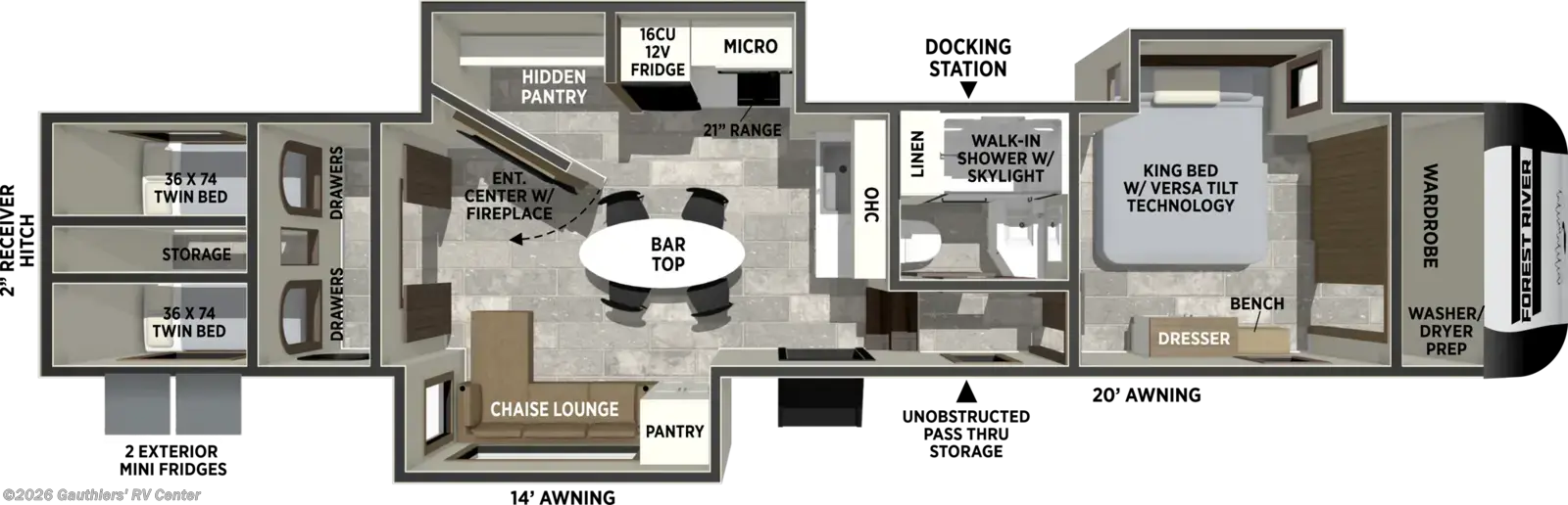 Floorplan of 2027 Forest River Impression 36BR3