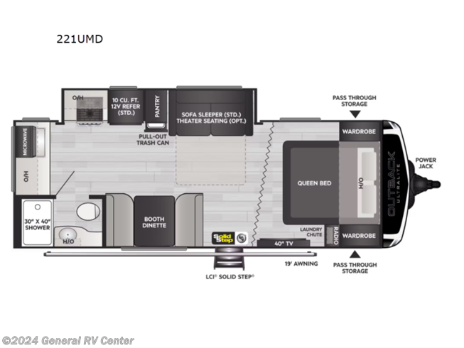 2024 Keystone Outback Ultra Lite 221UMD - New Travel Trailer For Sale by General RV Center in Brownstown Township, Michigan