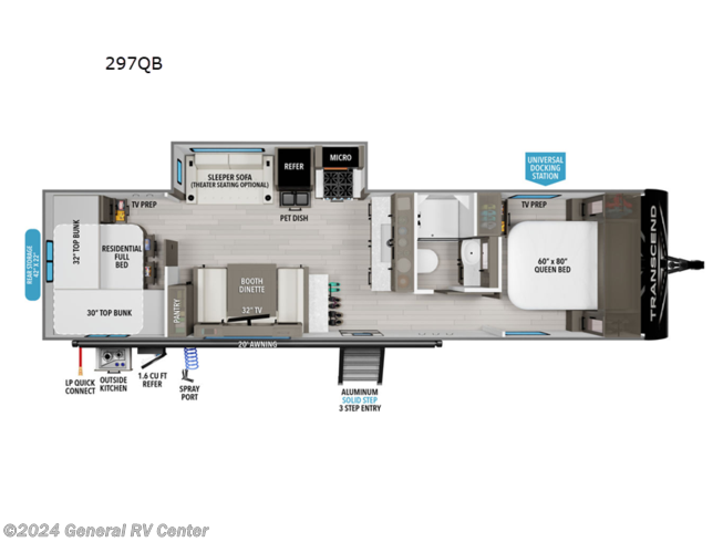 2024 Grand Design Transcend Xplor 297QB - New Travel Trailer For Sale by General RV Center in Brownstown Township, Michigan