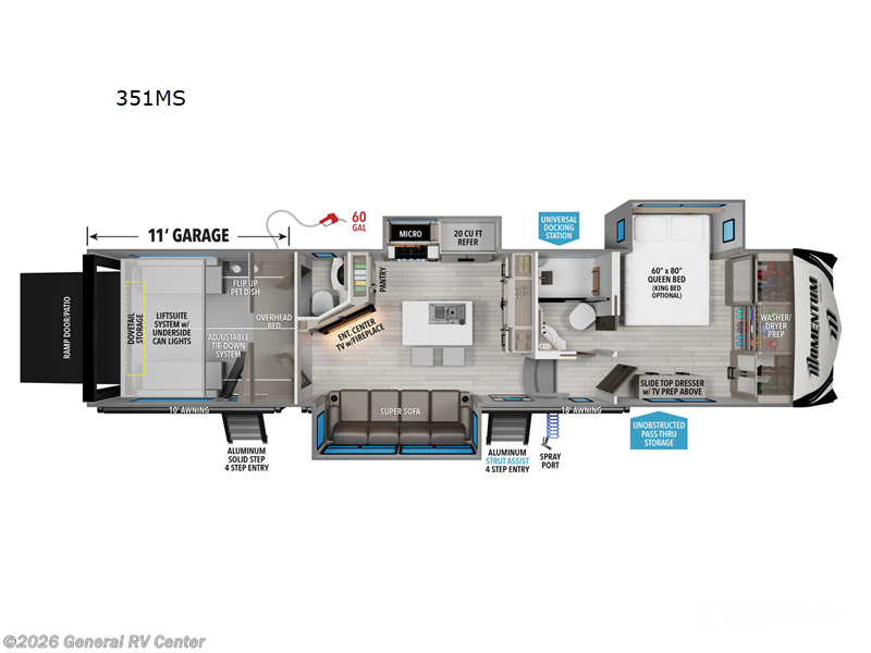 2025 Grand Design Momentum 351MS - New Fifth Wheel For Sale by General RV Center in Brownstown Township, Michigan