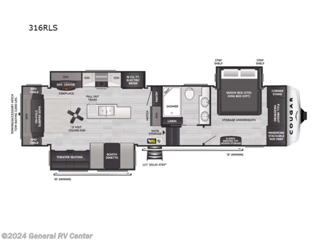 2024 Keystone Cougar 316RLS - New Fifth Wheel For Sale by General RV Center in Mount Clemens, Michigan