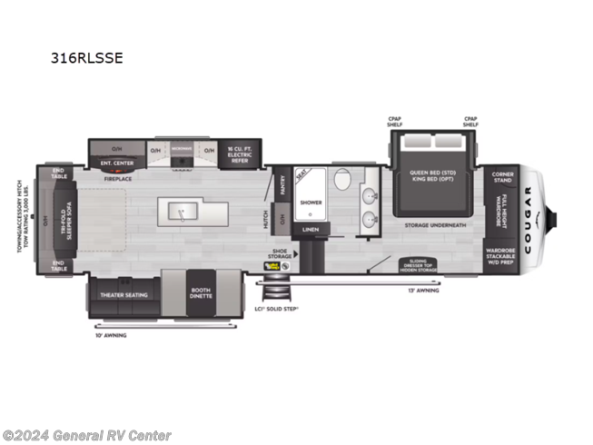 2024 Keystone Cougar 316RLSSE - New Fifth Wheel For Sale by General RV Center in Wixom, Michigan