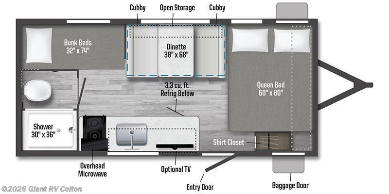 2025 Winnebago Access 15BH - New Travel Trailer For Sale by Giant RV in Colton, California