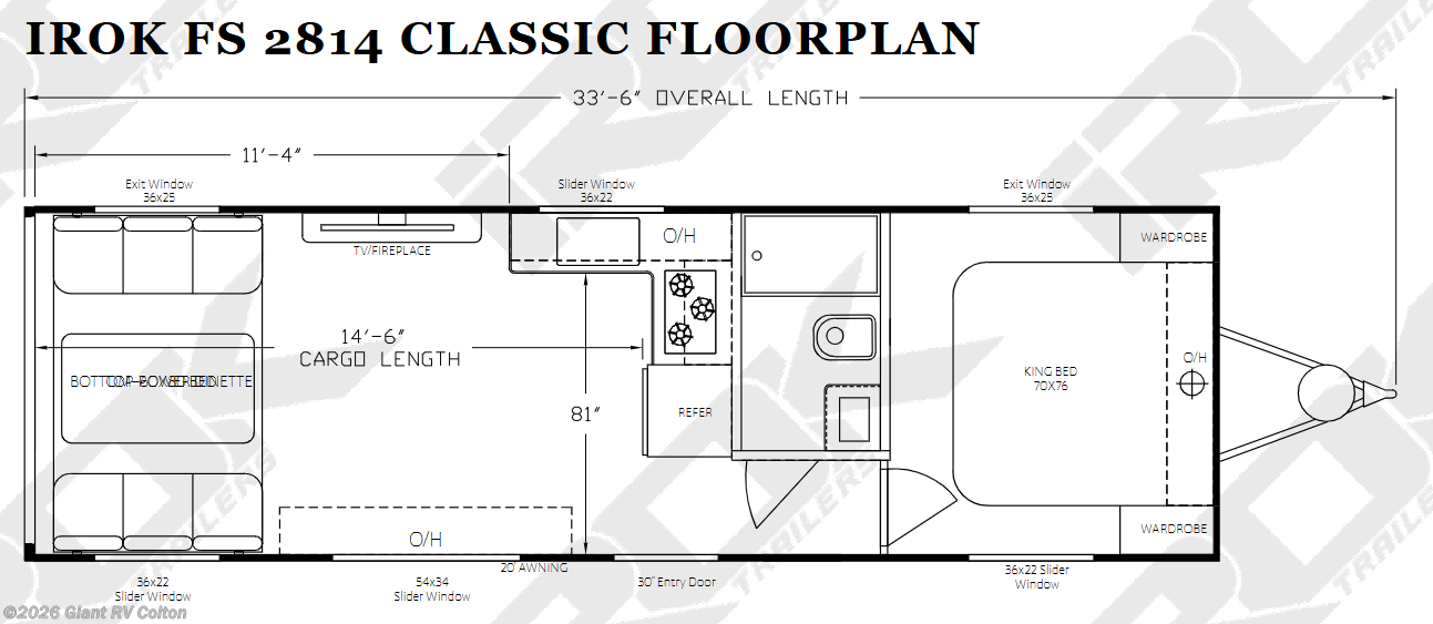 2027 Irok Trailers FS Classic Line IROK FS 2814 - New Toy Hauler For Sale by Giant RV in Colton, California