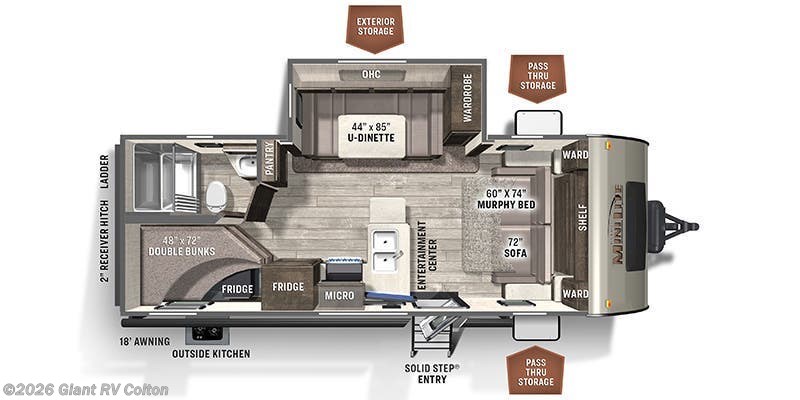 2022 Forest River Rockwood Mini Lite 2509S - Used Travel Trailer For Sale by Giant RV in Colton, California