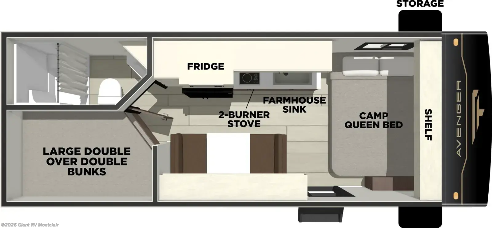 2027 Prime Time Avenger LT 17DBX - New Travel Trailer For Sale by Giant RV in Montclair, California