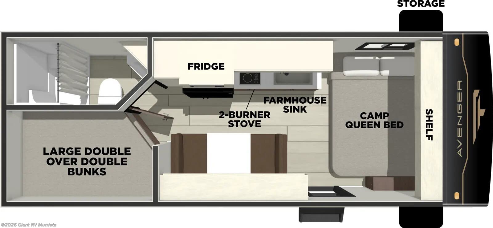 2026 Prime Time Avenger 17DBX - New Travel Trailer For Sale by Giant RV in Murrieta, California