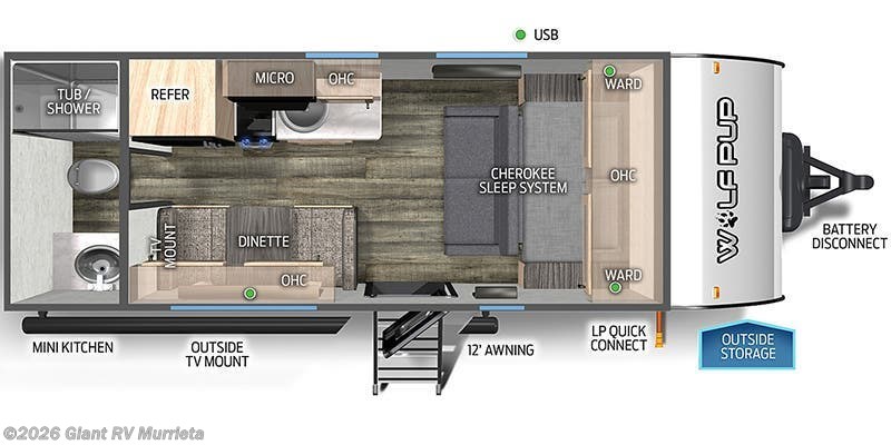 2025 Forest River Cherokee Wolf Pup 16FQW - Used Travel Trailer For Sale by Giant RV in Murrieta, California
