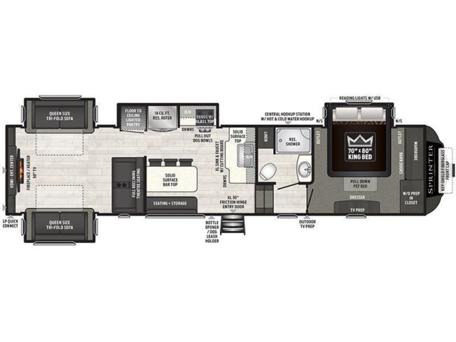 2020 Keystone Sprinter Limited 3531FWDEN floorplan image
