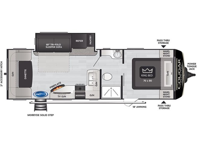 2022 Keystone Cougar Half-Ton East 25RDS floorplan image